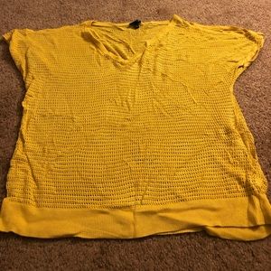 Knit cold shoulder short sleeve shirt